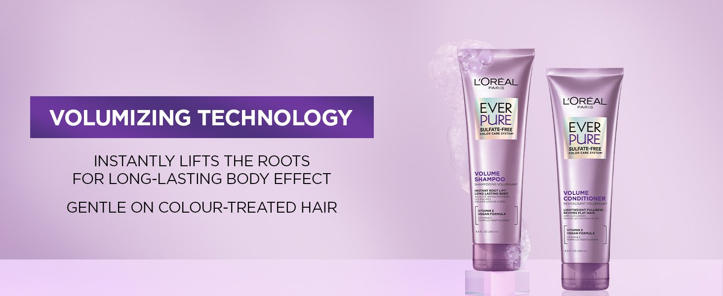 L'Oréal Paris EverPure Sulfate-Free Volume Shampoo and Conditioner, Education Module Content Full Range Benefit